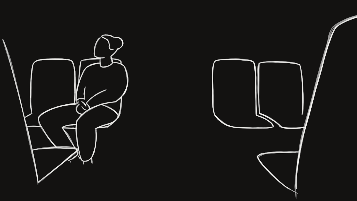 Ausschnitt aus dem Video. Eine Person sitzt alleine in einer U-Bahn.