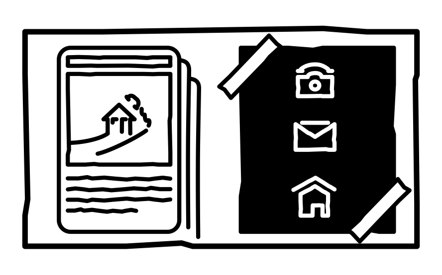 Eine Spielkarte zeigt das Projekt "Heimwegtelefon". Die Skizze daneben zeigt eine Art Kontaktkärtchen.