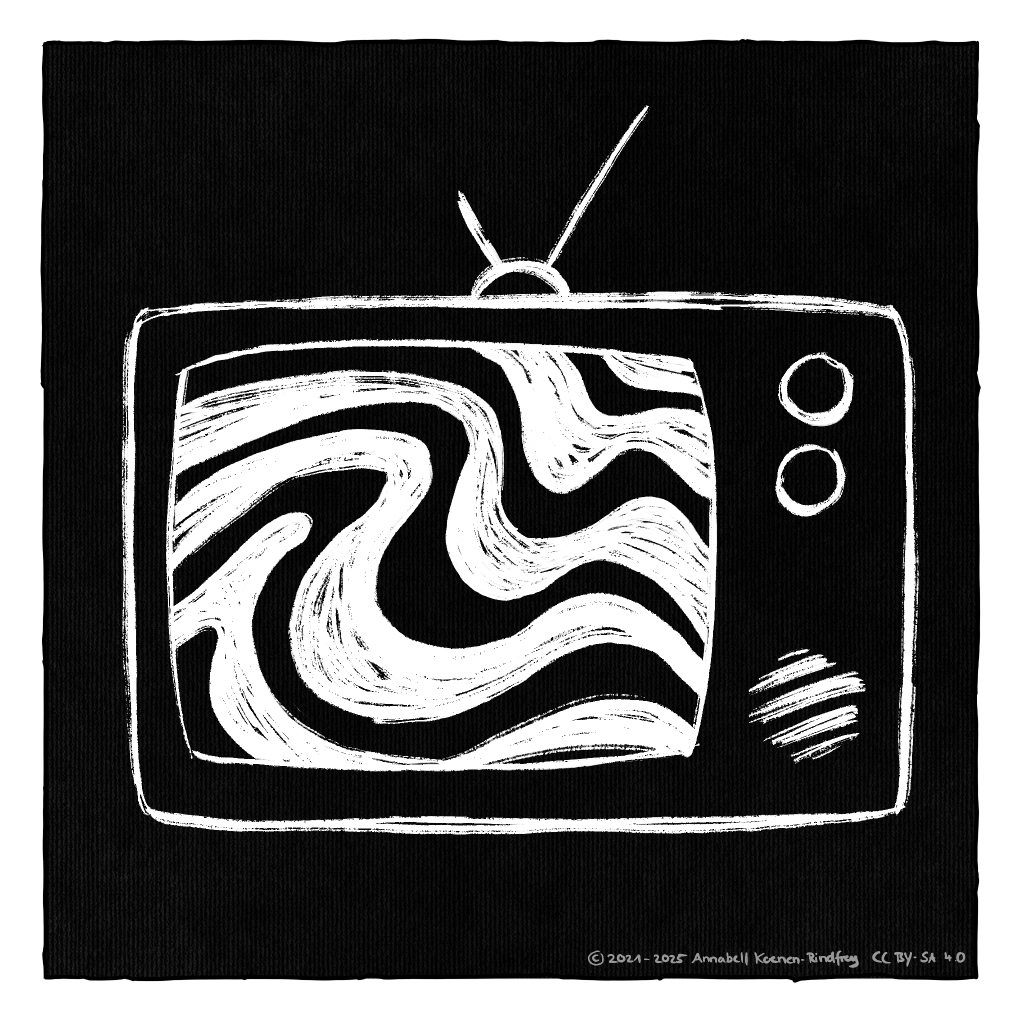 Kreidezeichnung einen alten Fernsehgeräts.