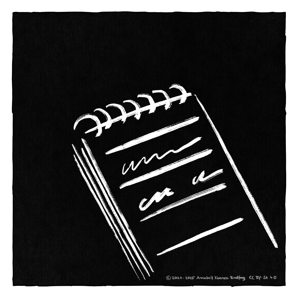 Kreidezeichnung eines Notizblocks.