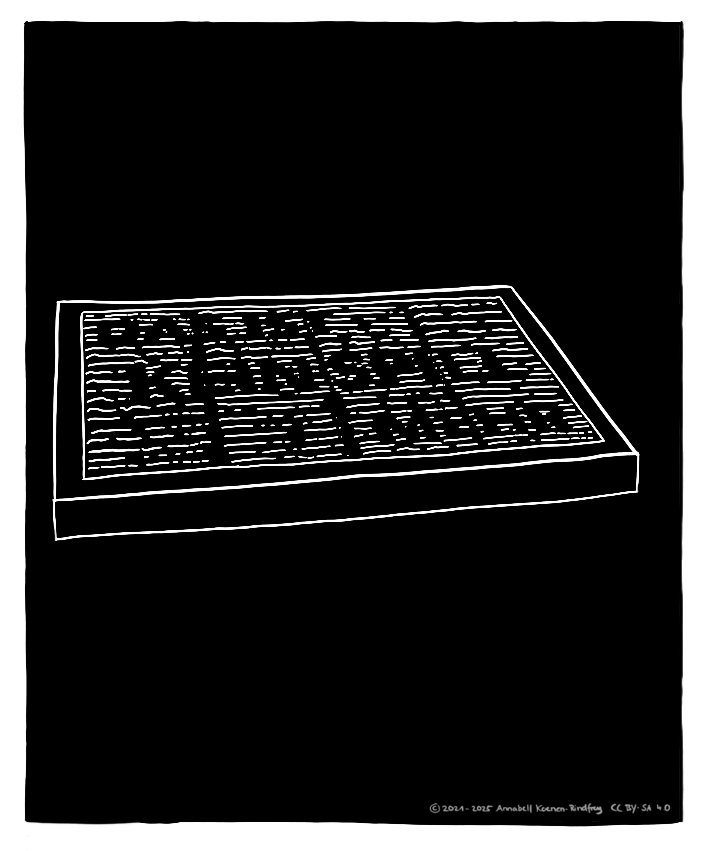 Eine Strichzeichnung zeigt eine Spielbox. Auf dem Deckel der Spielbox sind viele weiße Linien abgebildet. Die Lücken zwischen den weißen Linien bilden den Schriftzug Das ist kein Spiel mehr.