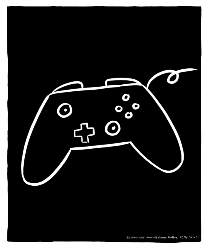 Strichzeichnung eines Game Controllers.